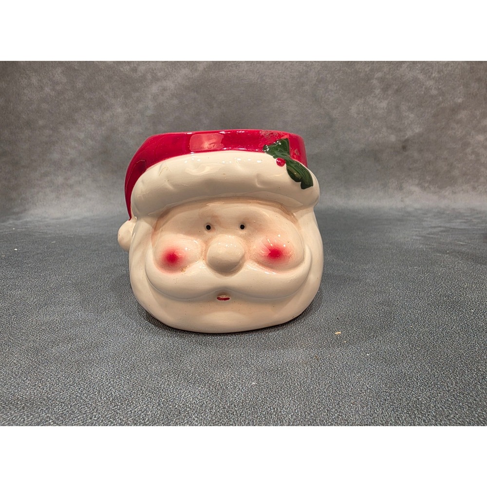 Royal Norfolk Santa Claus Ceramic Planter Votive Holder Christmas Decor Red